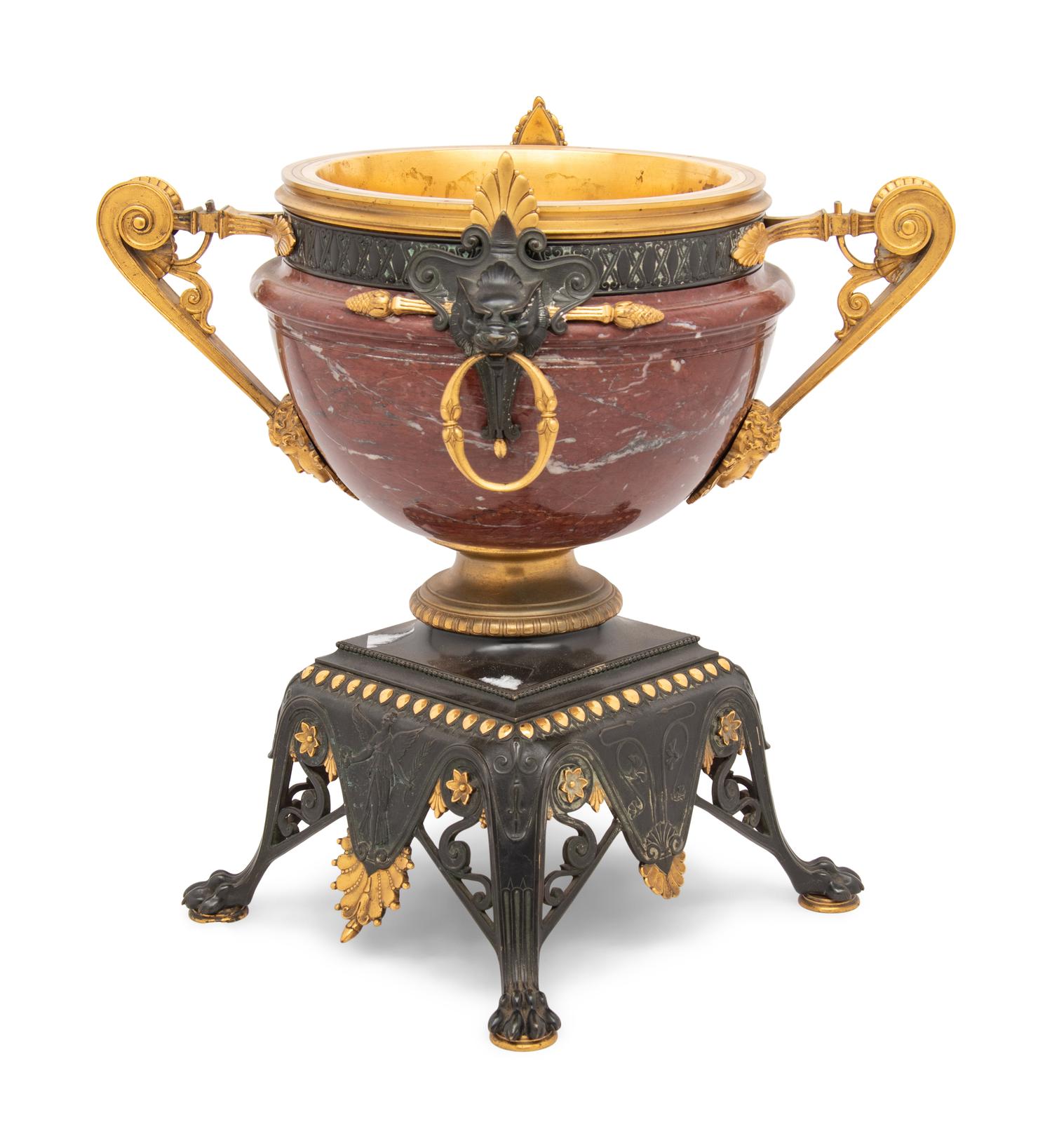 A French Gilt and Patinated Bronze Marble Centerpiece