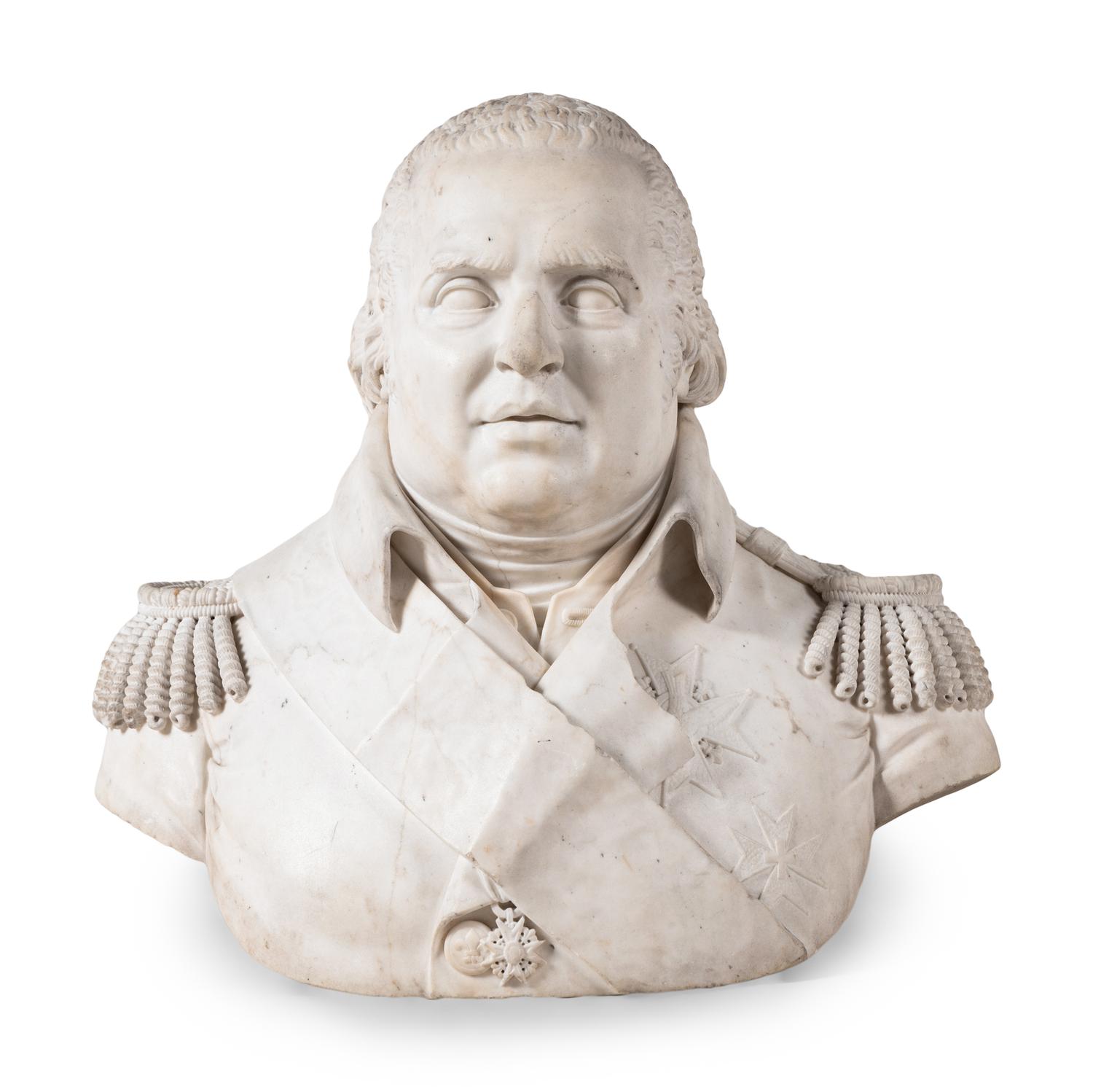 A Carved Marble Bust of Louis XVIII