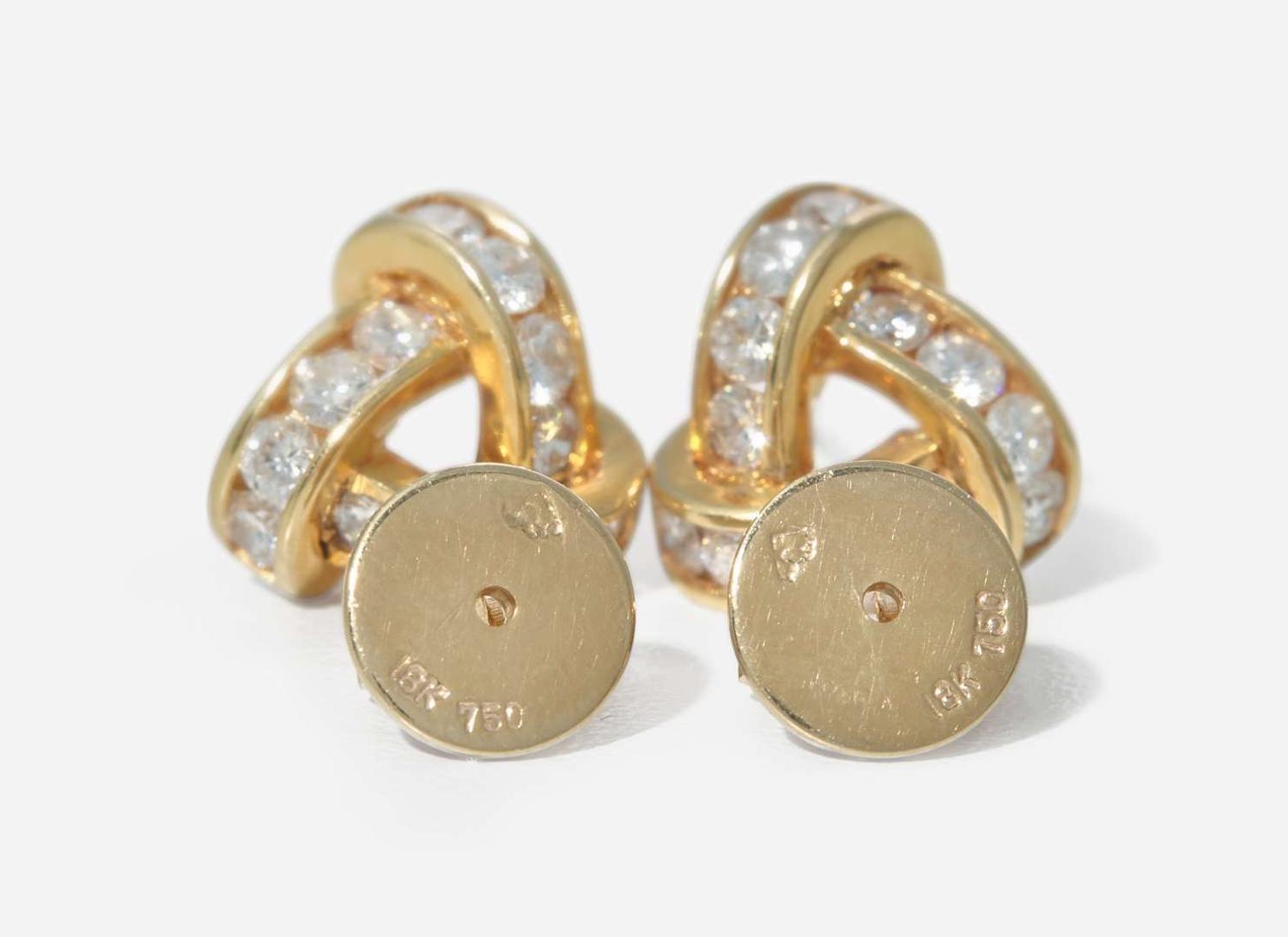 A Set of Matching 18K Yellow Gold and Diamond Earrings and Ring, 2.04 Carat Round Brilliant-Cut Diamond, GIA Certified
