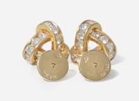 A Set of Matching 18K Yellow Gold and Diamond Earrings and Ring, 2.04 Carat Round Brilliant-Cut Diamond, GIA Certified