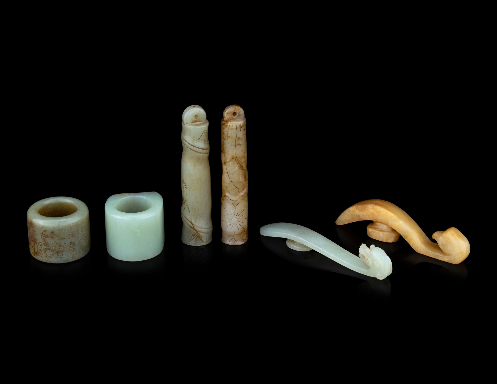 Six Chinese Carved Jade Articles