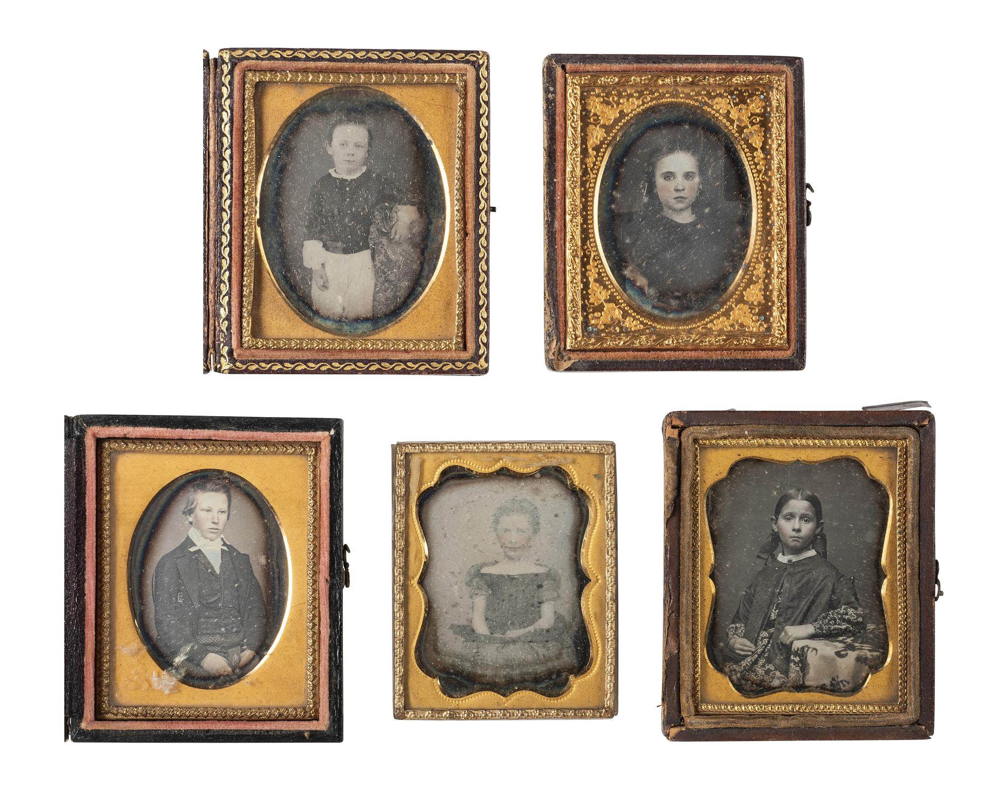 [EARLY PHOTOGRAPHY]. 29 quarter plate and ninth plate daguerreotypes of children.