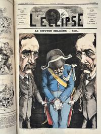 L'Eclipse Satirical Weekly Journal Bound in 3 Folios, Illustrations by Andre Gill