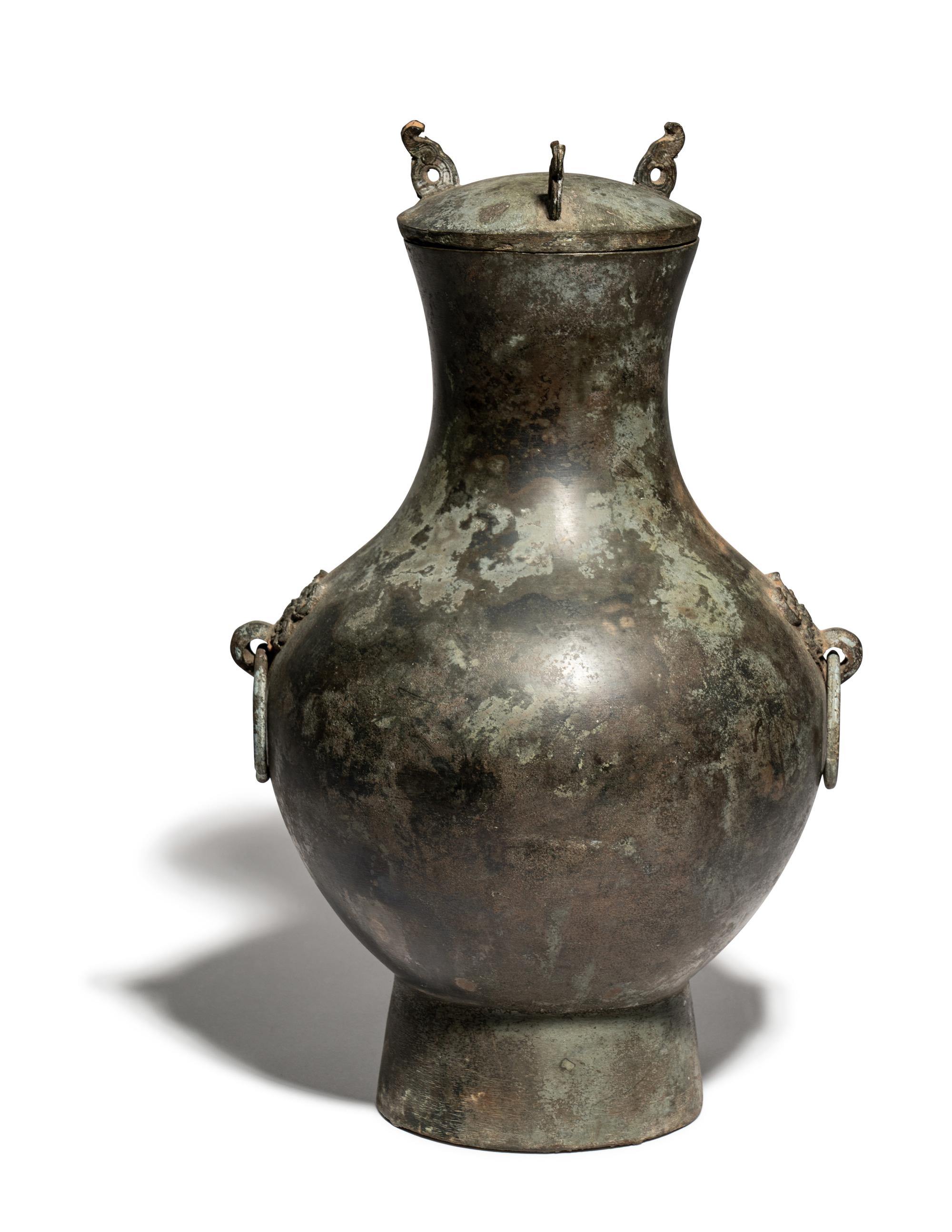 An Archaic Bronze Covered Hu Vessel
