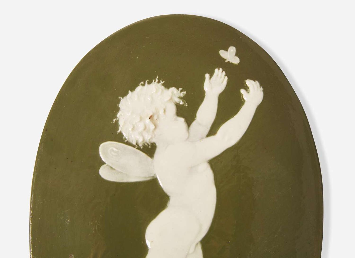 A Pair of Wedgwood Frederick Alfred Rhead Pâte-Sur-Pâte Plaques, UK, late 19th century