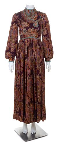 A George Halley Paisley and Floral Bead Gown, No size.