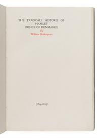 [Fine Press - Doves Press & Bindery]. Shakespeare, William (1564-1616). The Tragicall Historie of Hamlet Prince of Denmarke . Hammersmith: The Doves Press, 1909.