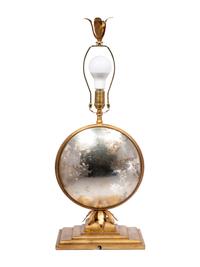 A Contemporary Glass and Gilt Metal Table Lamp