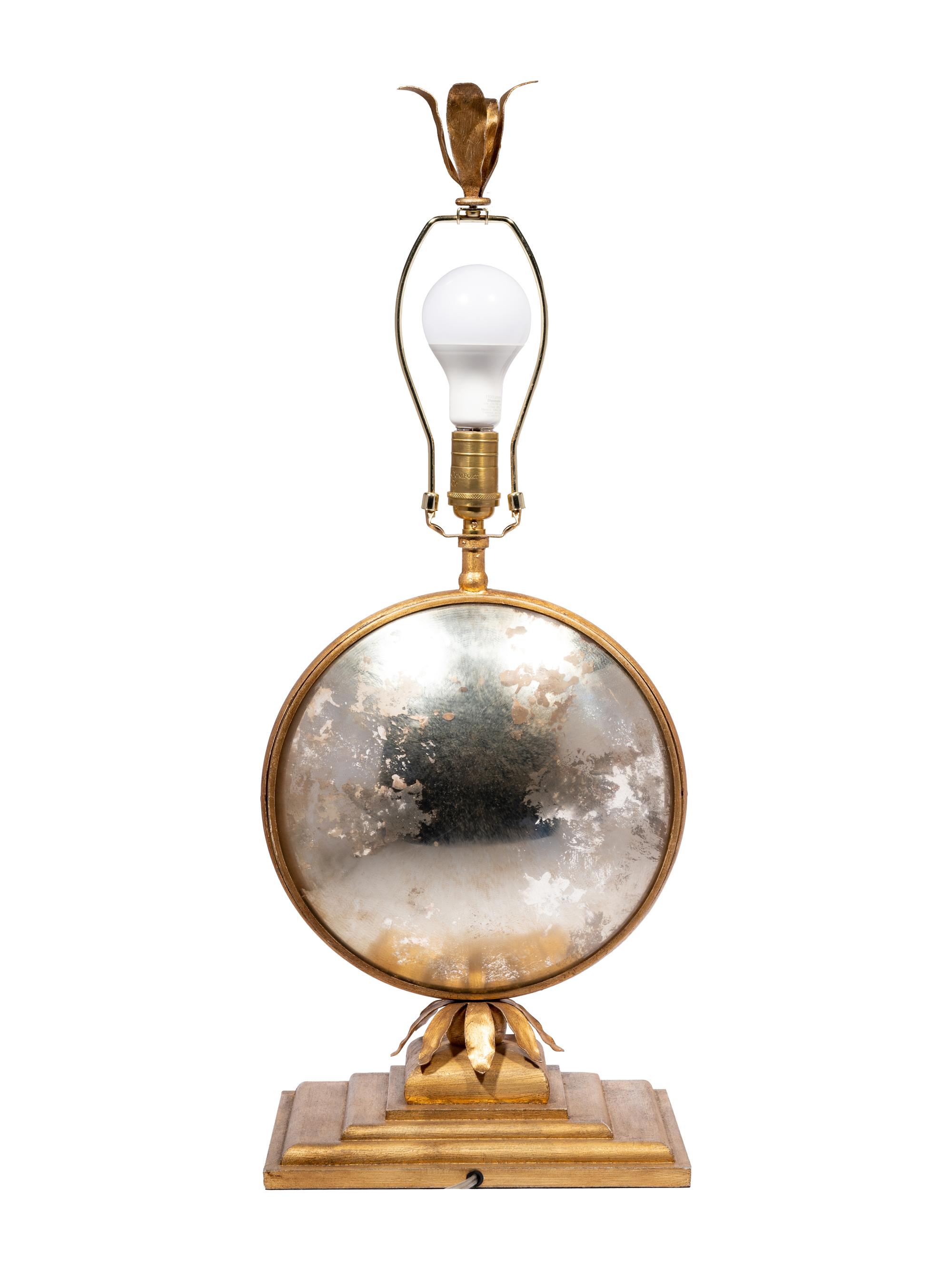 A Contemporary Glass and Gilt Metal Table Lamp