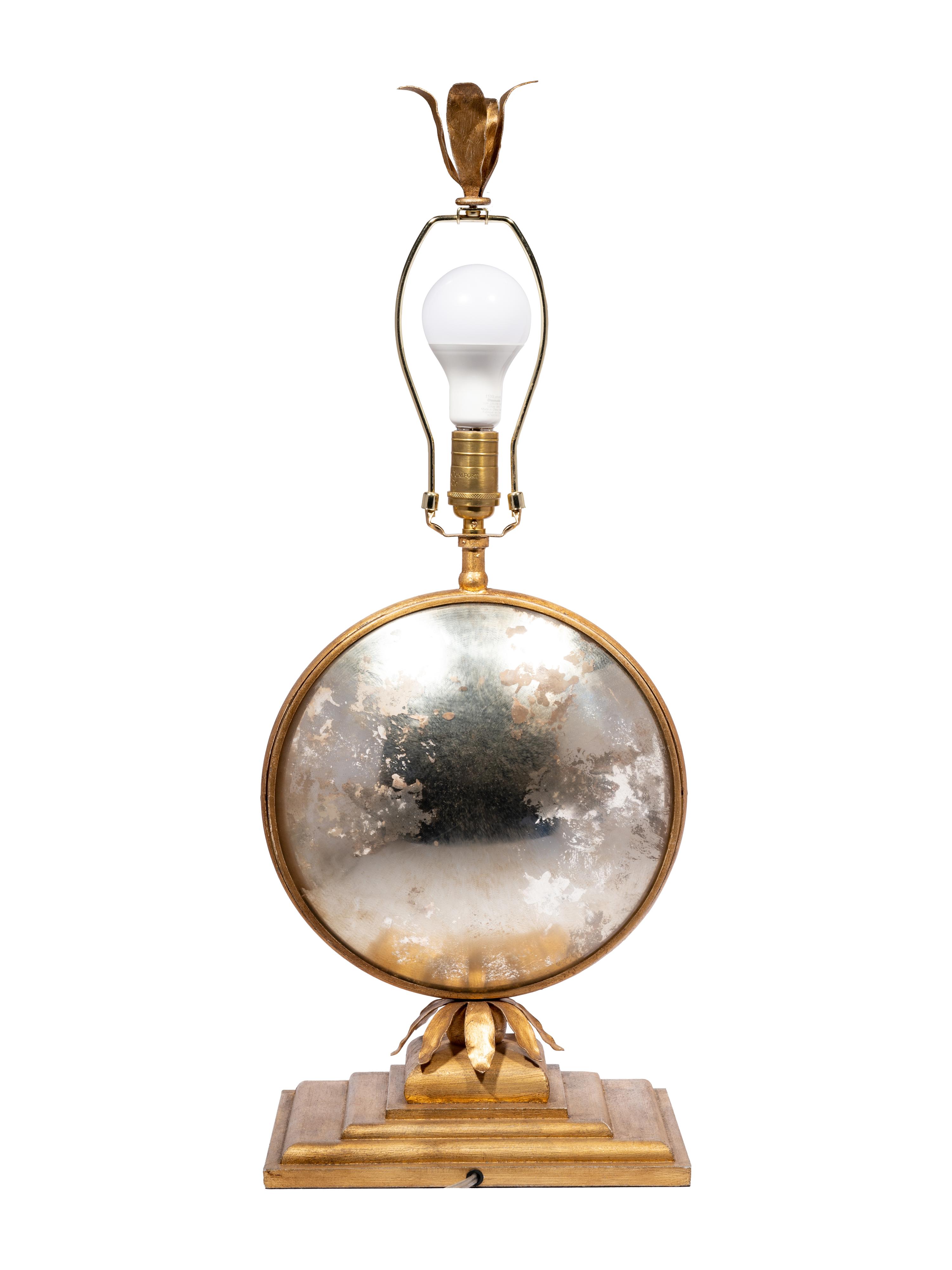 A Contemporary Glass and Gilt Metal Table Lamp