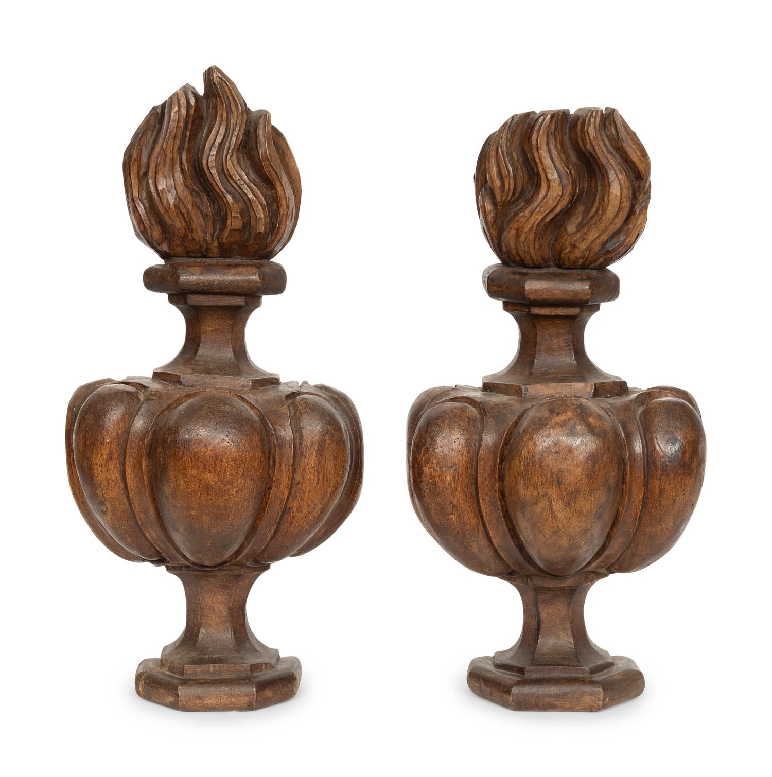A Pair of Continental Carved Walnut Appliques