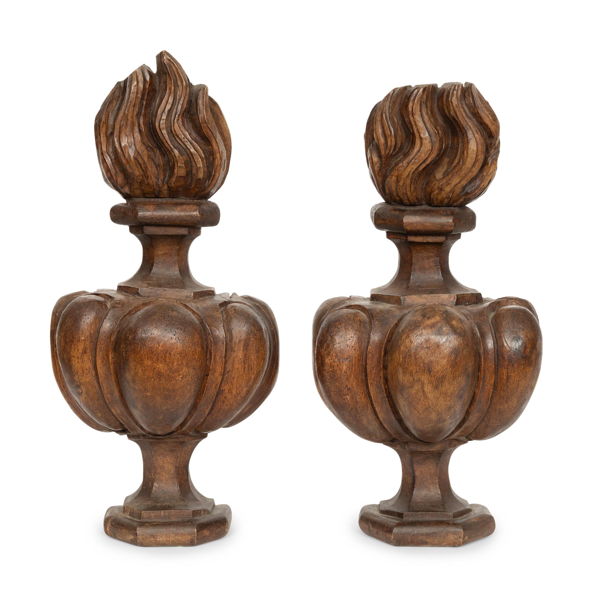 A Pair of Continental Carved Walnut Appliques