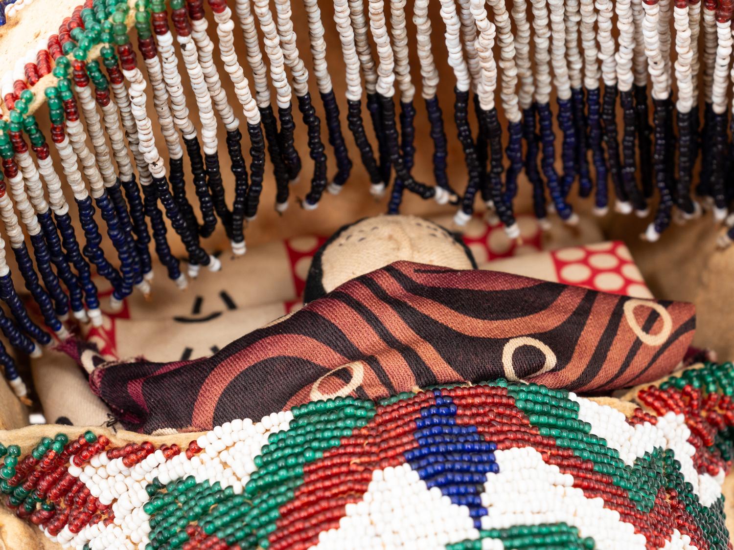 Apache Beaded Toy Cradle, with Doll