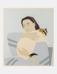 Woman and White Cat