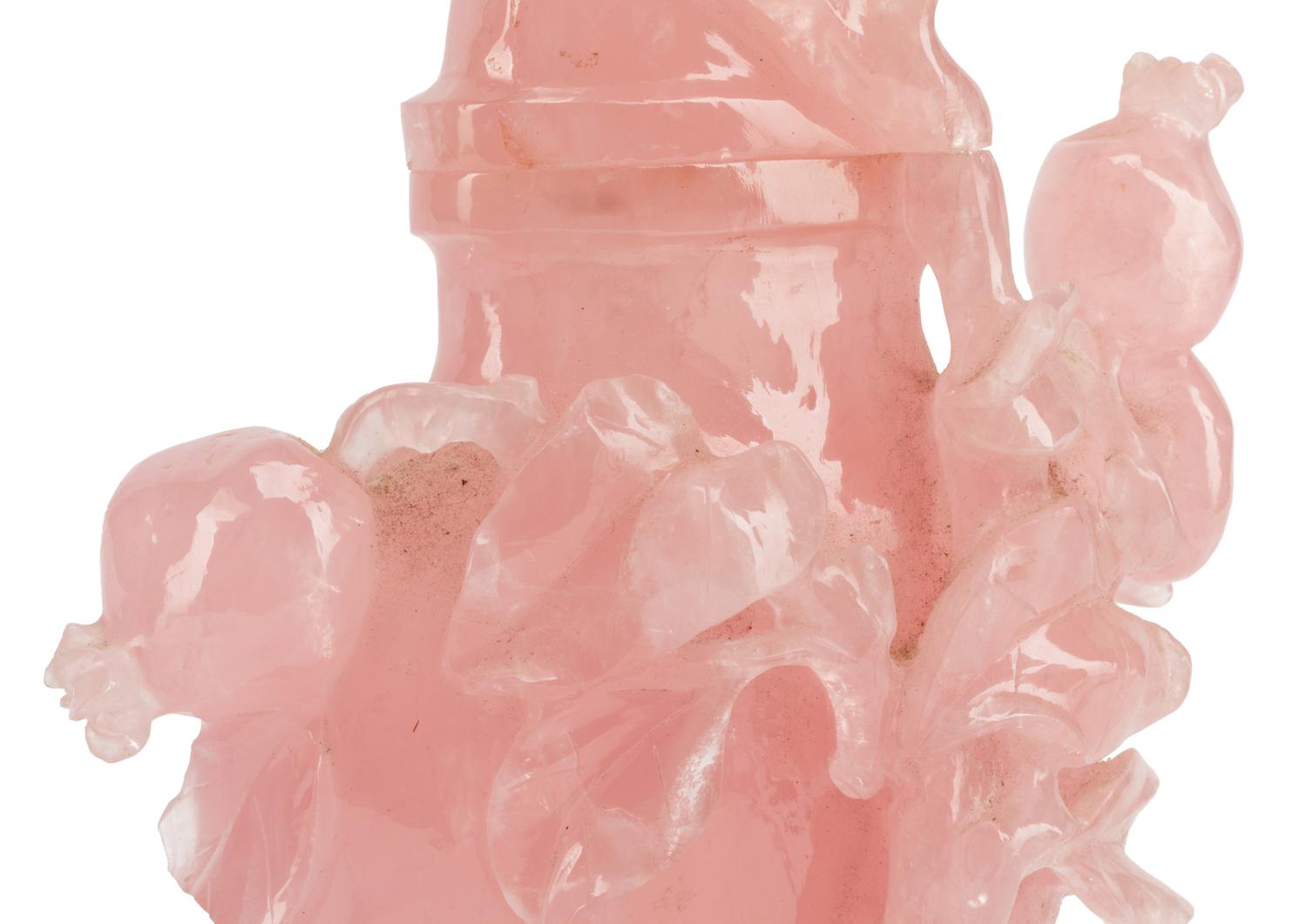 A Chinese Export Carved Rose Quartz Vase