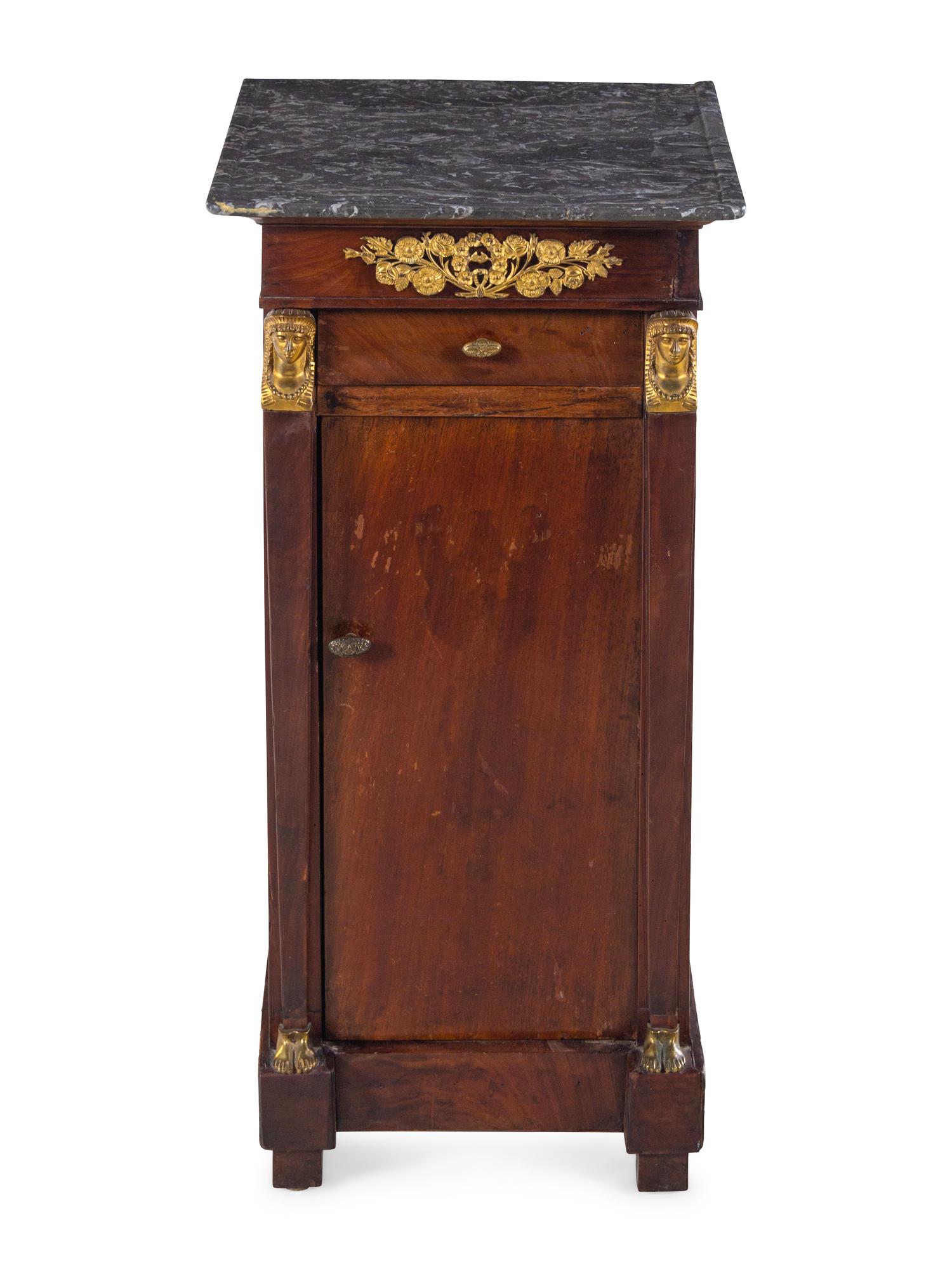 An Empire Style Gilt Metal Mounted Mahogany Side Cabinet