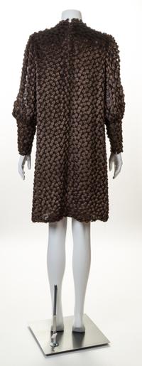 A Rudi Gernreich 1960s Brown Silk and Chenille Popcorn Dress, No size.