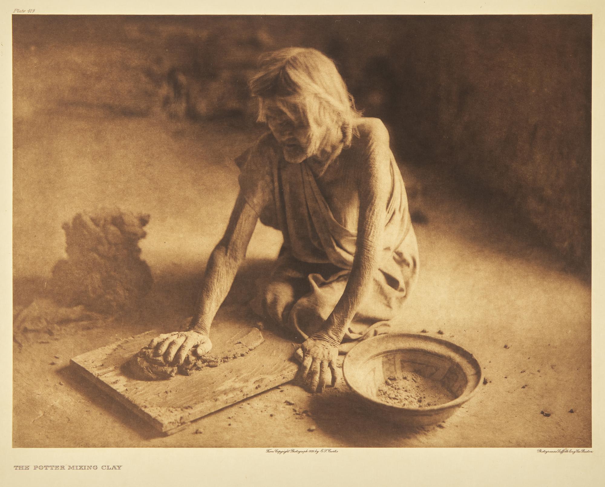 Edward Curtis (American, 1868-1952) — The Potter Mixing Clay Plate 419