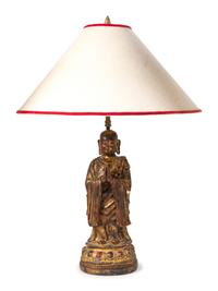 A Gilt Composition Figure of Buddha Mounted as a Lamp