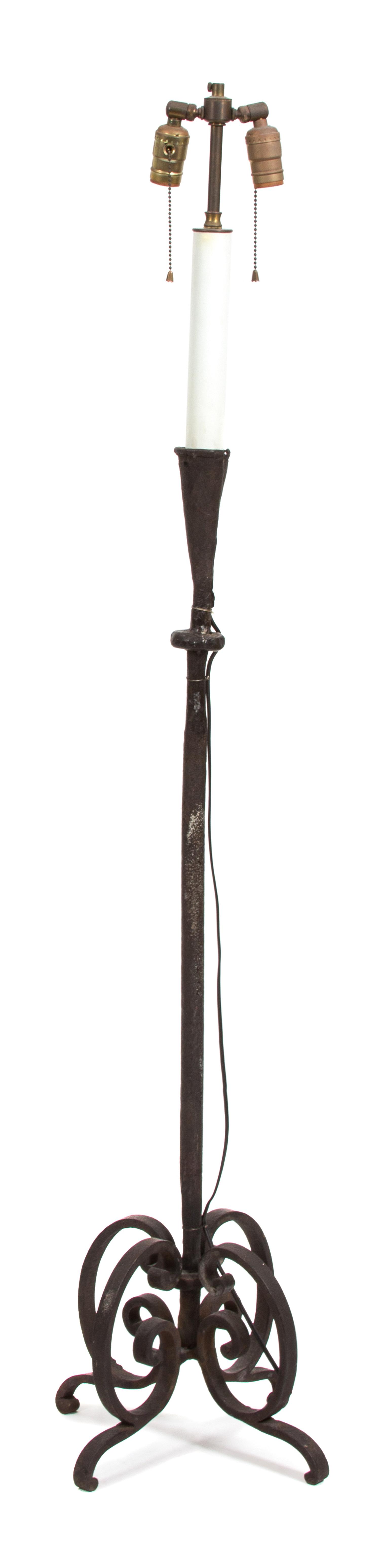 A Wrought Iron Torchiere Height 55 inches. — 19TH CENTURY