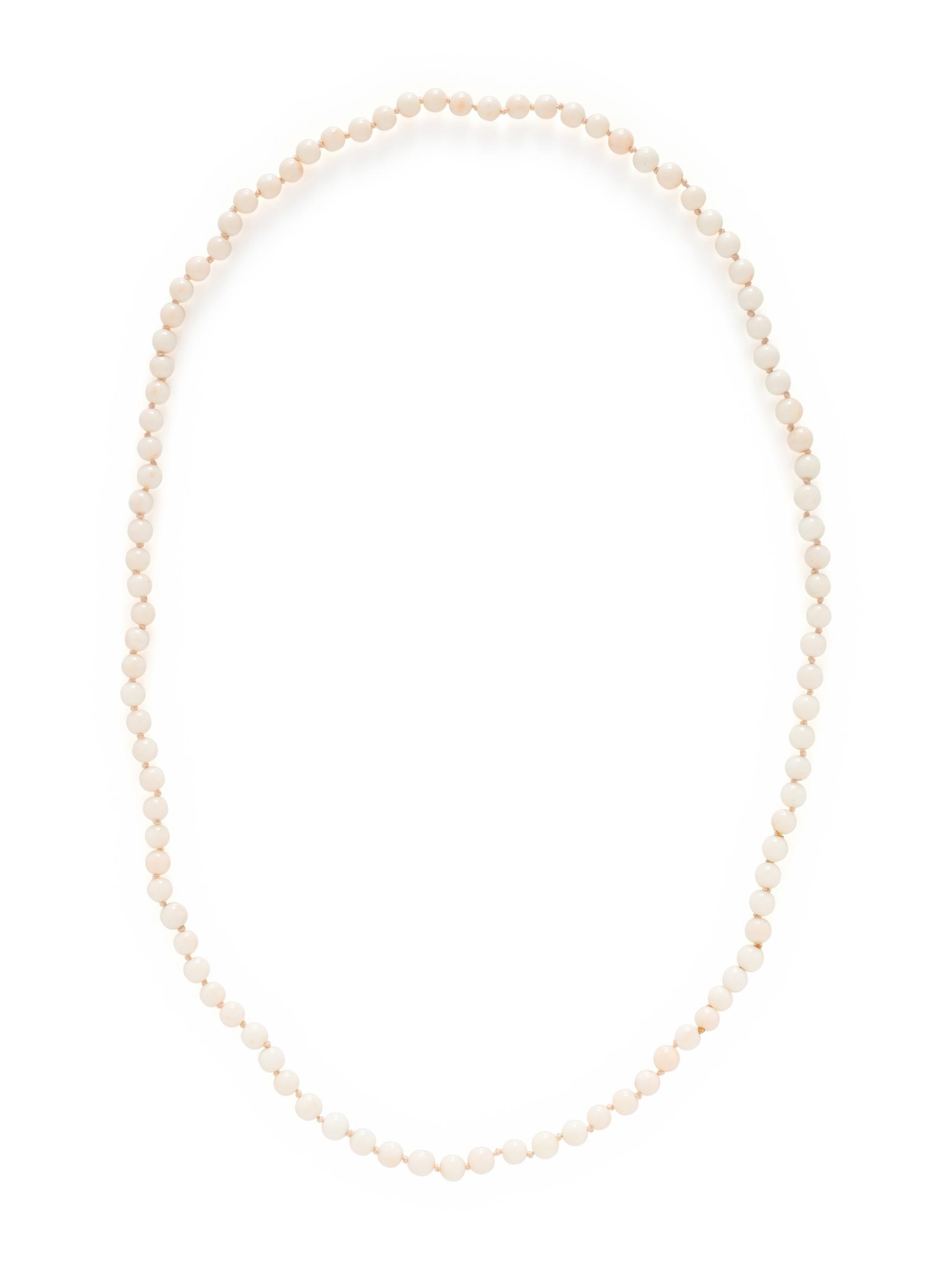 COLLECTION OF YELLOW GOLD, ANGEL SKIN CORAL AND SEED PEARL JEWELRY