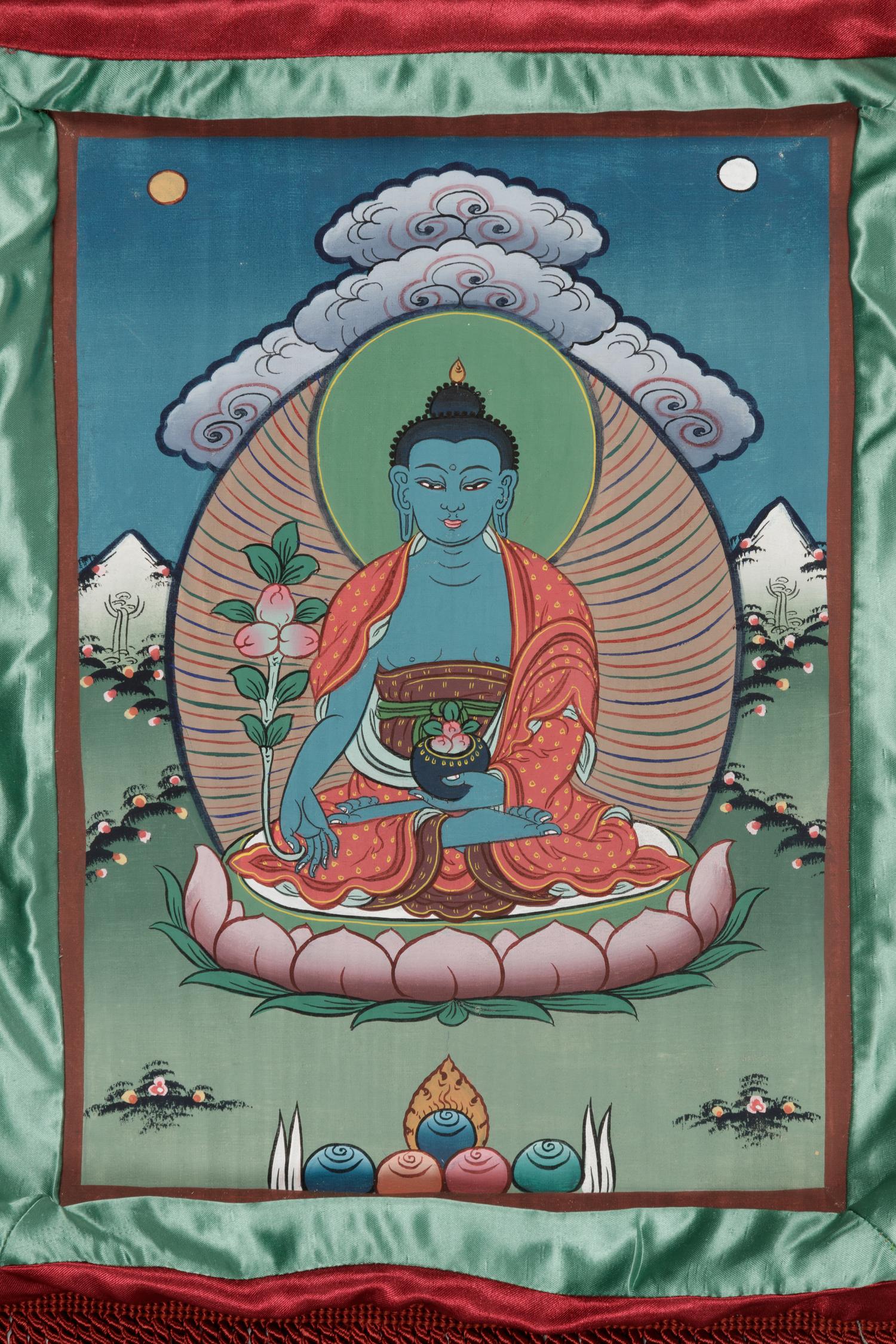 A Small Tibetan Thangka of Medicine Buddha
