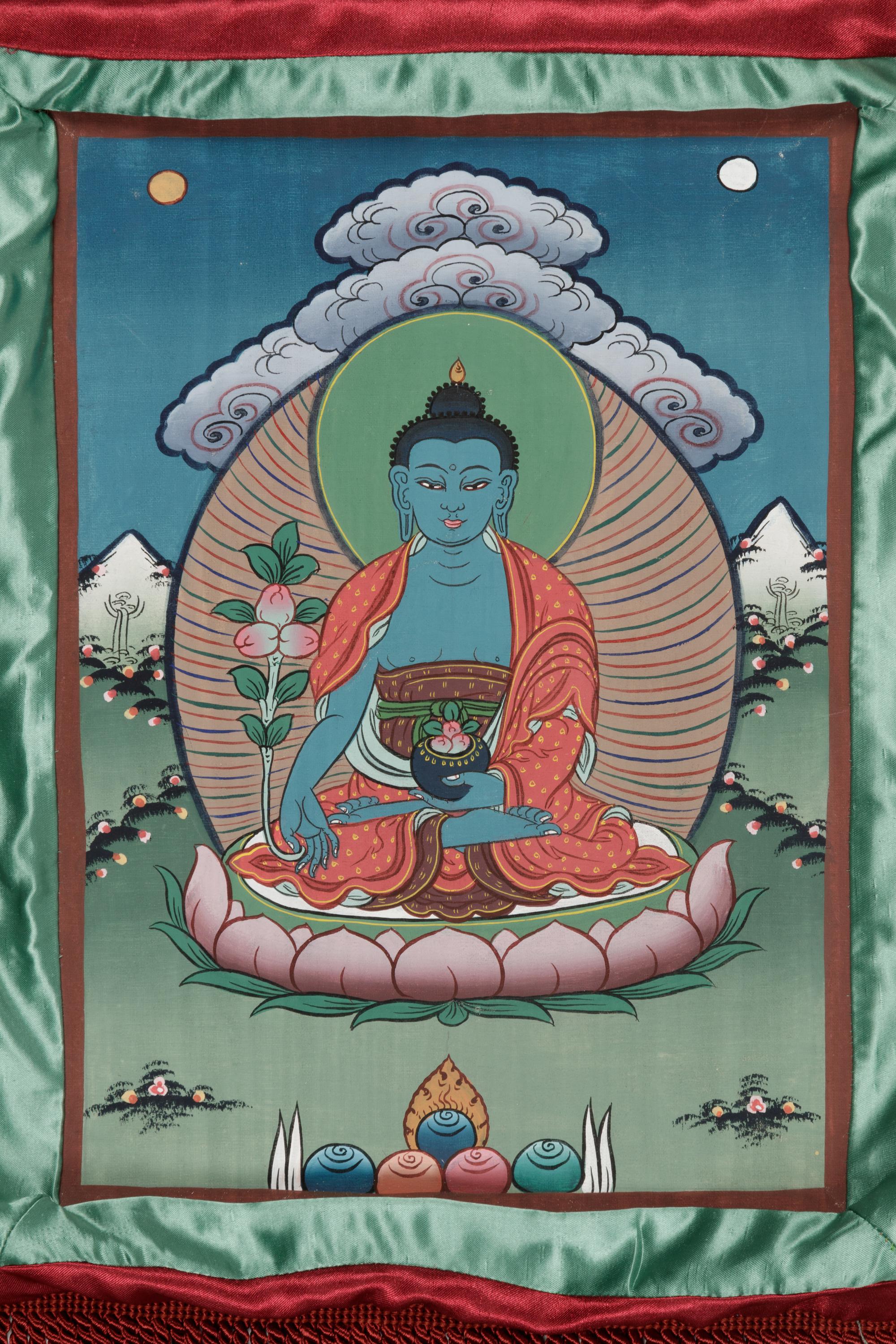 A Small Tibetan Thangka of Medicine Buddha