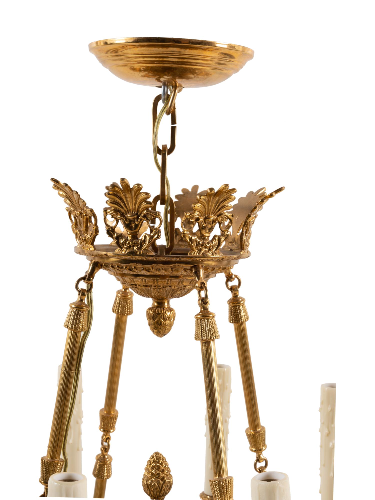 An Empire Style Gilt Bronze Eight-Light Chandelier