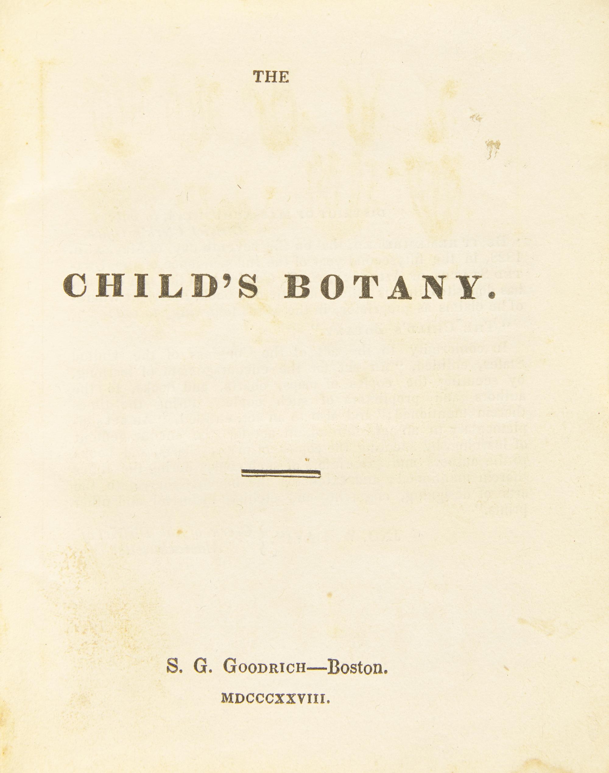 [Children's & Illustrated] Goodrich, Samuel G. The Child's Botany