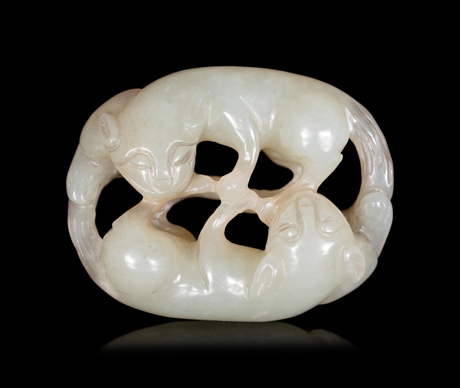 Four Chinese Carved Celadon Jade Figures