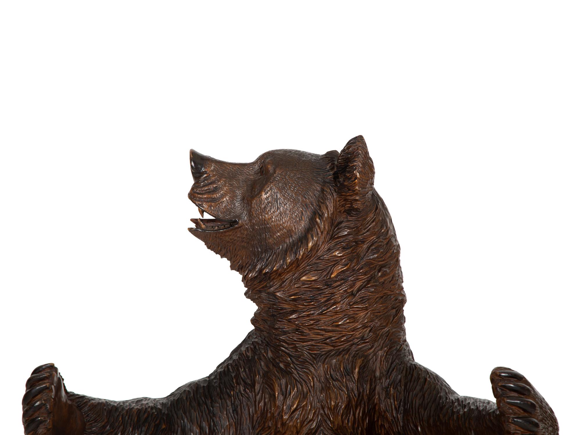A Swiss Black Forest Bear-form Carved Chair