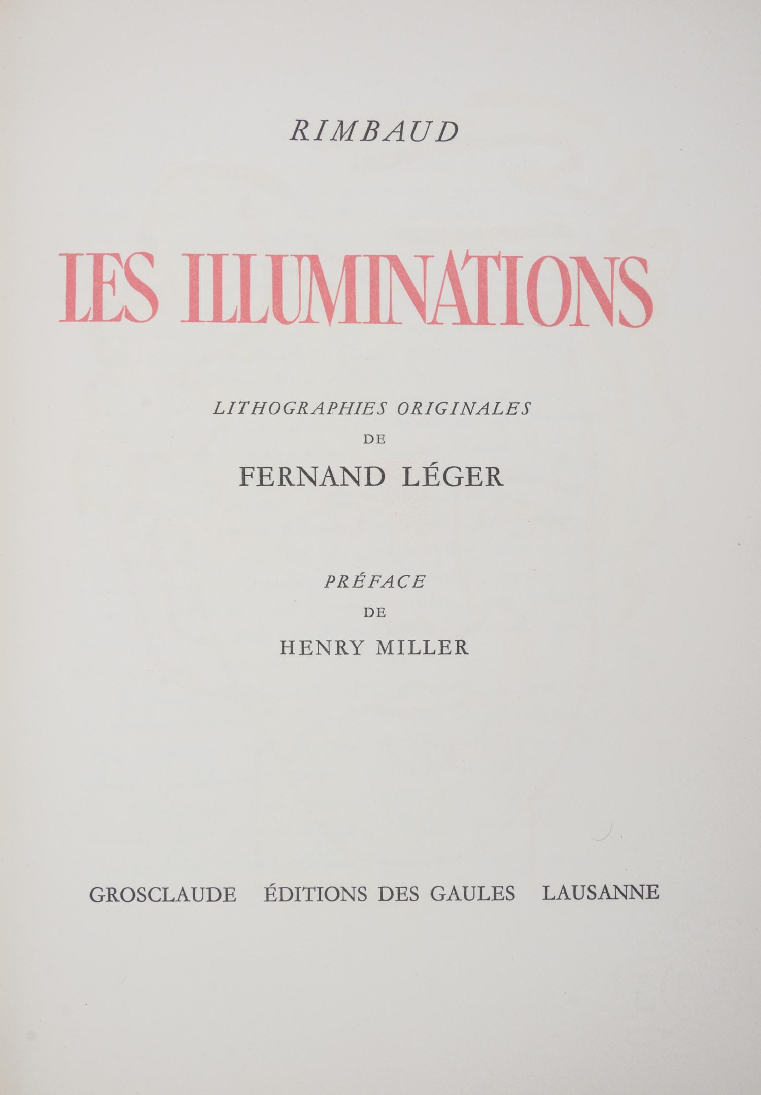 (LEGER, FERNAND) RIMBAUD, ARTHUR. Les Illuminations. Lausanne, 1949. Limited, signed. Finely bound.