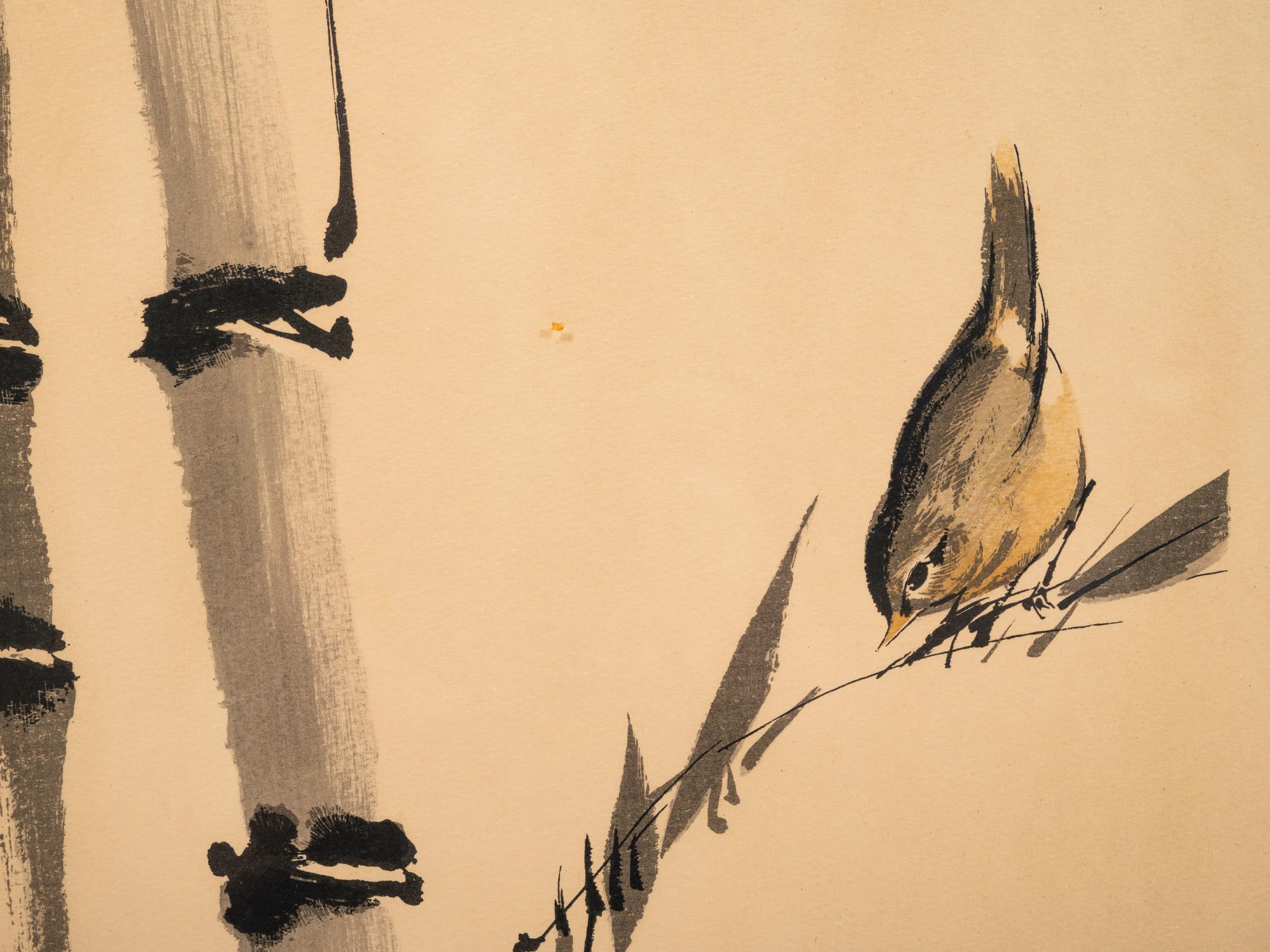 Two Chinese Ink and Color Paintings on Paper and One Print