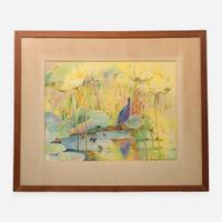 Lilliad R. Smith (American, 20th Century) Purple Gallinule Among Lotuses