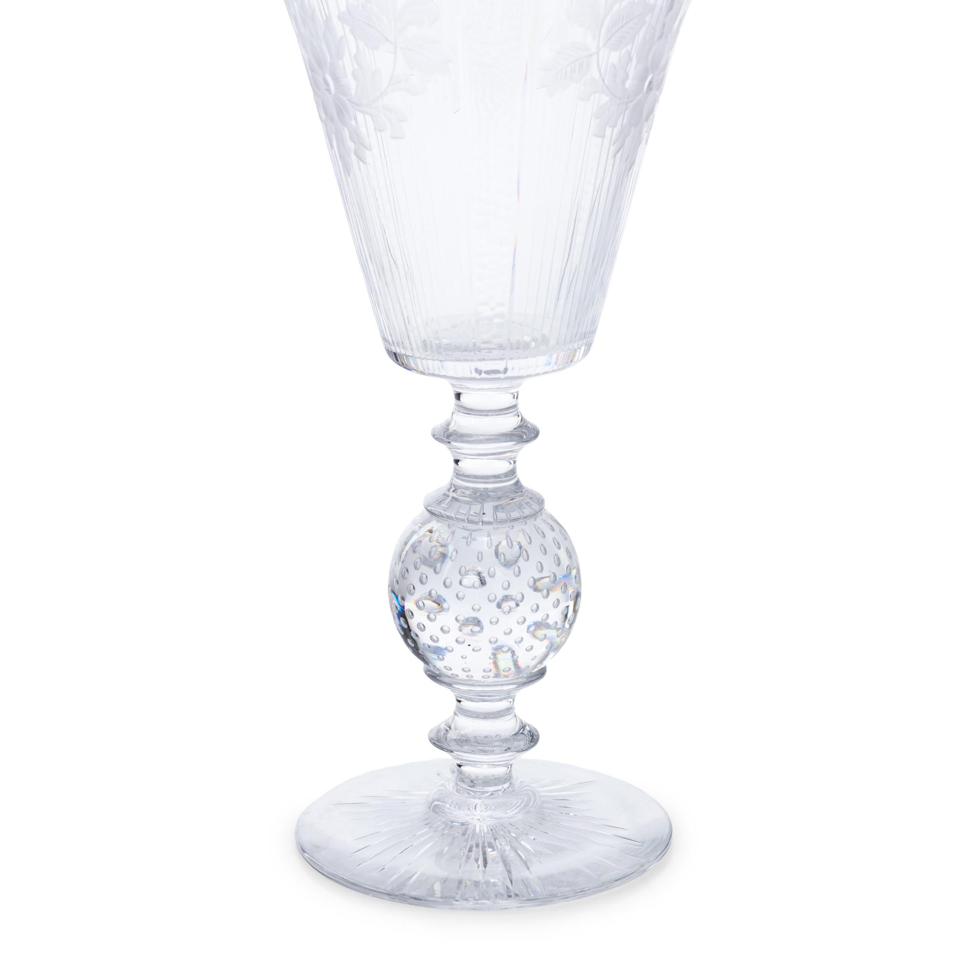 A Pair of Etched and Cut Glass Vases