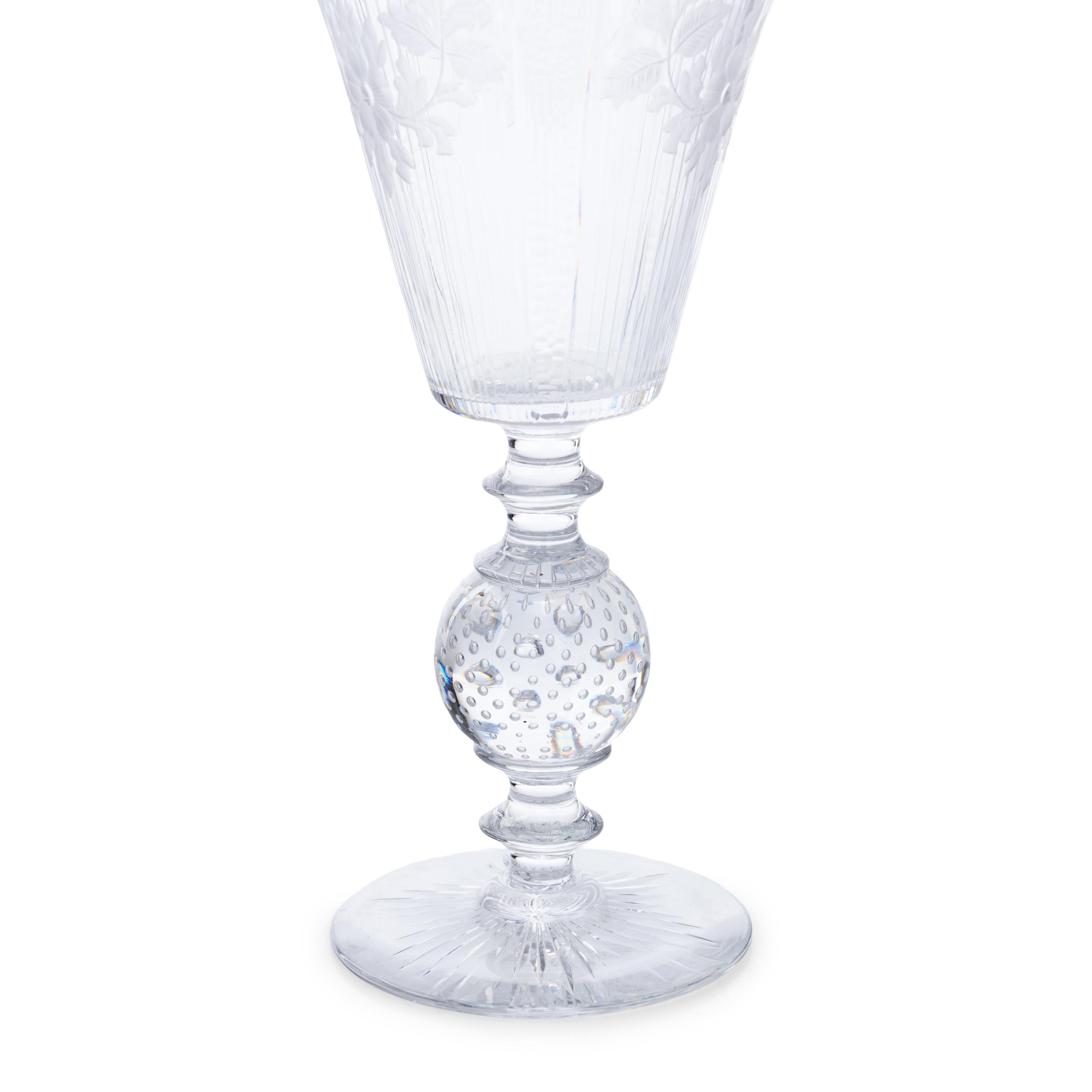 A Pair of Etched and Cut Glass Vases