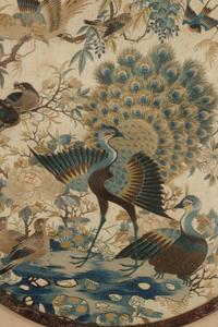 A Pair of Embroidered Silk Circular Fans