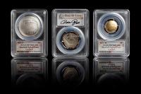 A Set of Three United States 2014 Baseball Hall of Fame Commemorative Coins With Pete Rose Autographed Case