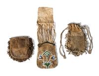 Northern Plains Beaded Hide Pouches and Prairie Drop