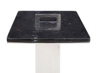 A Pair of Contemporary Polished Steel and Marble Side Tables