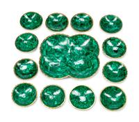 A Russian Malachite-Veneered Thirteen-Piece Nut Service