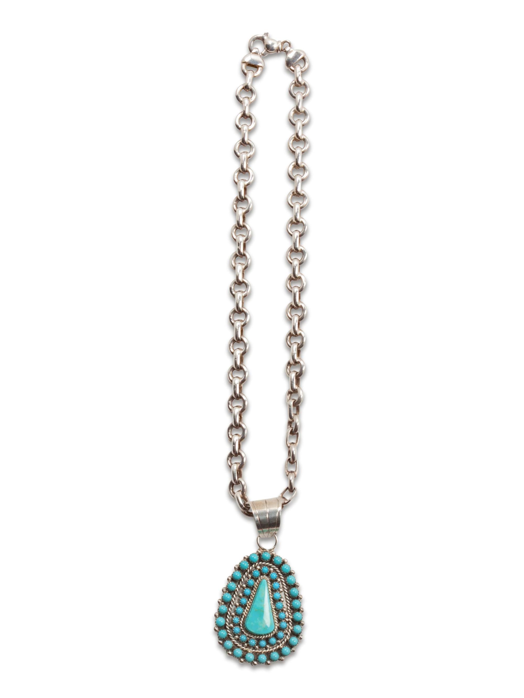 Sterling Silver and Turquoise Pendant Necklace