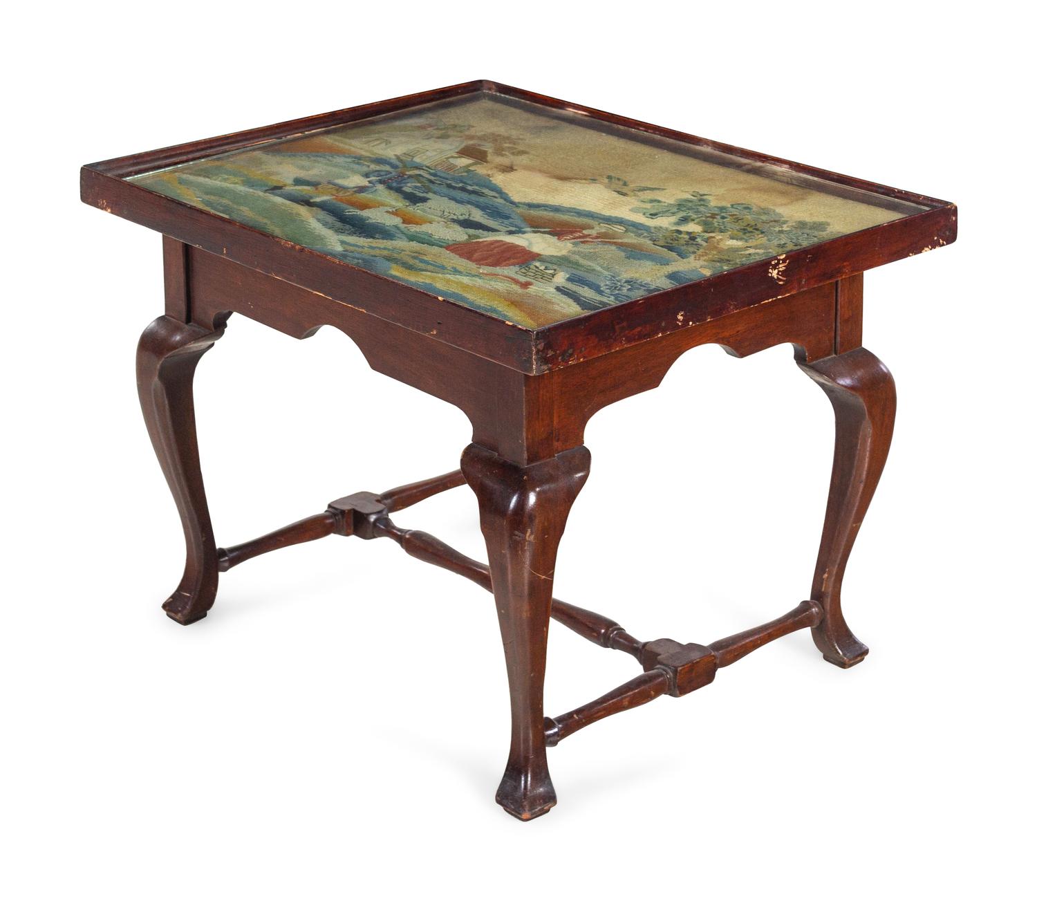 A Georgian Style Needlepoint-Inset Table