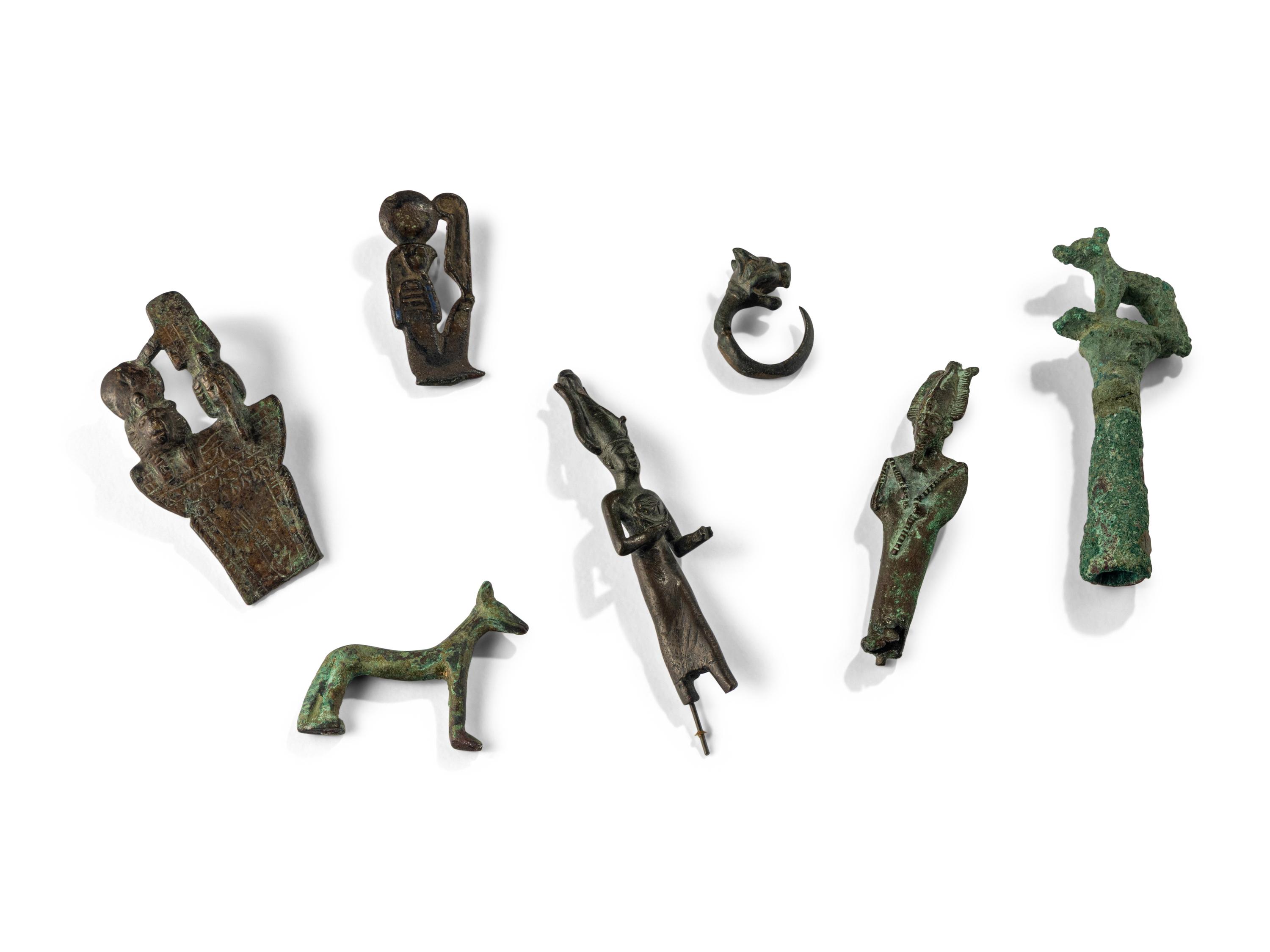 14 Egyptian Bronze Figures and Items