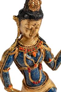 A Tibetan Jeweled Bronze and Sodalite Figure of a Deity