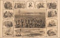 [CIVIL WAR]. 8 framed prints related to Libby Prison, Andersonville, and the trial of Henry Wirz.