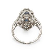 ART DECO, DIAMOND AND PLATINUM NAVETTE RING