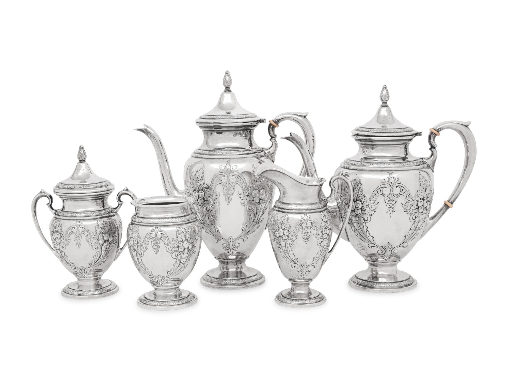 An American Silver Five-Piece Tea and Coffee Service