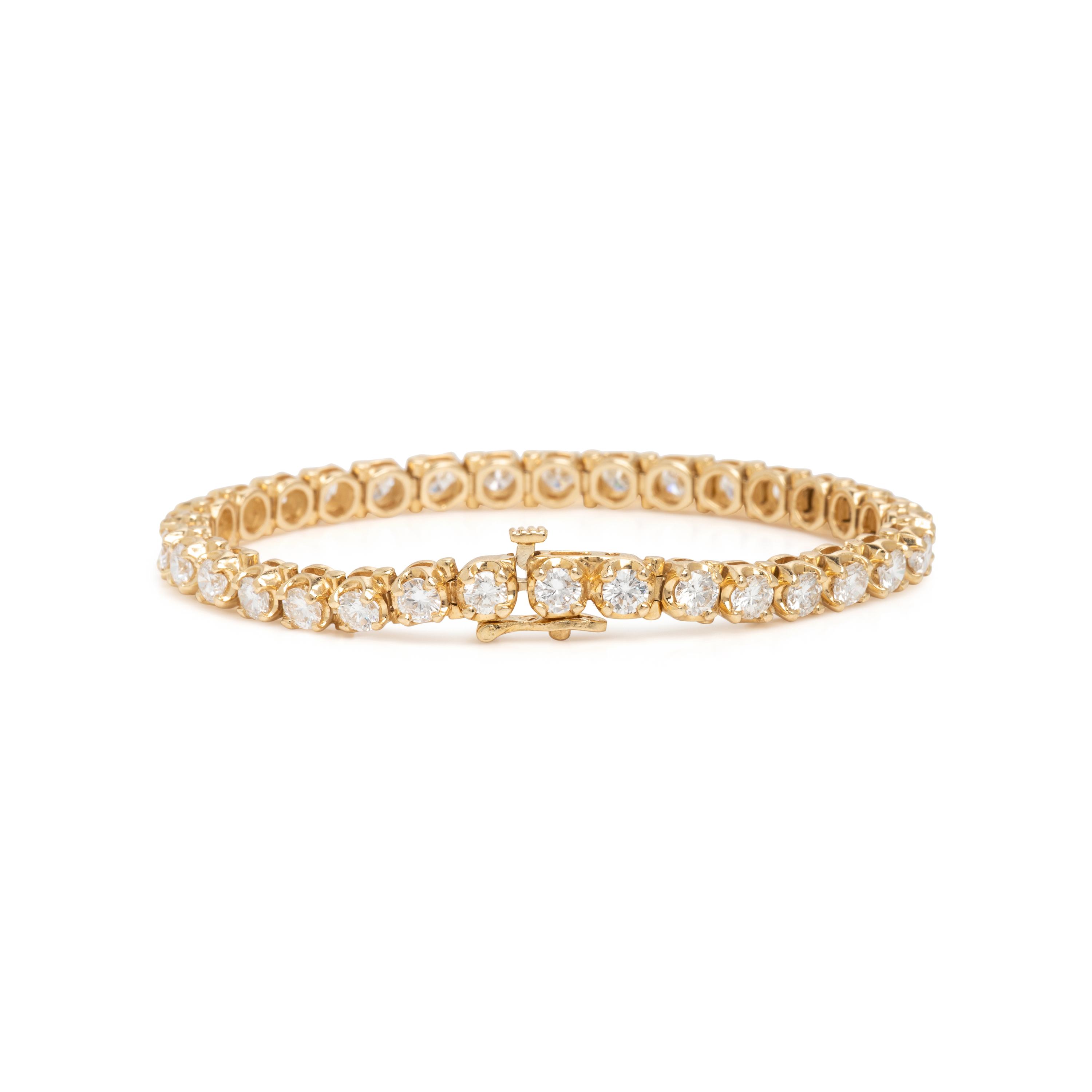 Diamond and Yellow Gold Line Bracelet