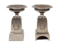 A Pair of Victorian Style Polished Iron Urns Height 32 inches. — 20TH CENTURY